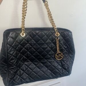 Michael Kors black leather quilted purse
